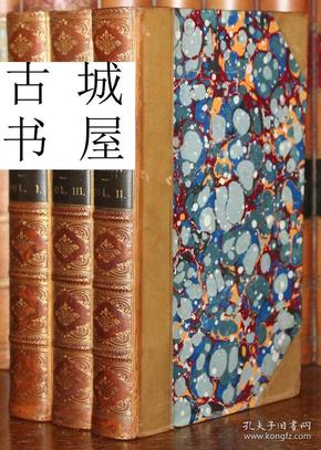 稀缺卷《墨西哥征服史3卷》3幅正面肖像图+2幅折叠地图，1843年出版