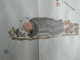 禅画家李迎春国画《水中月梦里身 江湖逍遥一闲人》