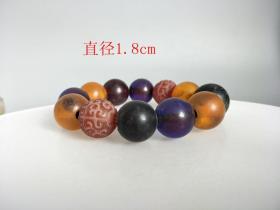 清代老玛瑙琥珀手串