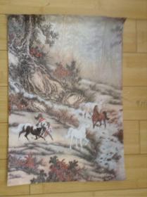 马、山石  彩色国画印刷品     货号21