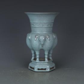 ★秒杀1280★精品瓷器■【★★宋汝窑天青釉三羊尊