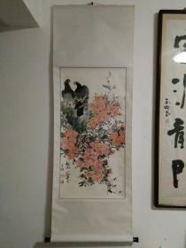 朱士祥（端木梦锡弟子）国画花鸟立轴一件，原装原裱，品好包快递。
