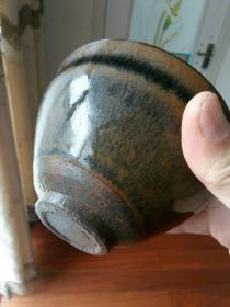 宋建窑铁胎兔毫束口超大茶盏