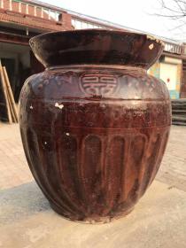 民国时期带盖老罐子 挂枣红釉 保存完好 正常使用 尺寸如图 全品包老