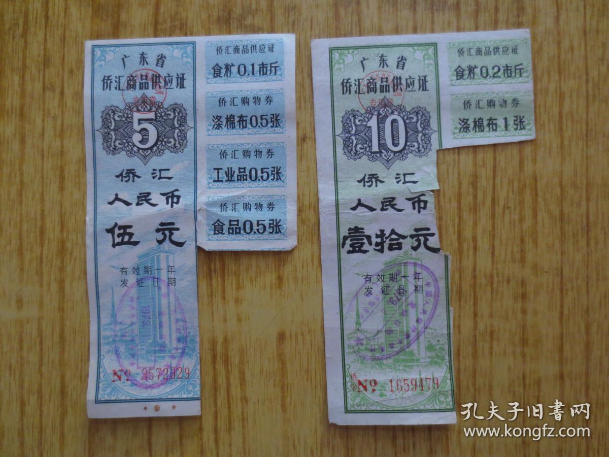 1979年广东省侨汇商品供应证-不全