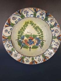西洋 欧洲 德国 装饰盘 挂盘 纯手绘 19世纪 陶器
