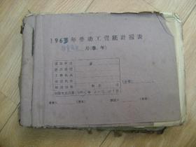 黑龙江省肇源县1963年劳动工资统计报表（粮食、商业）3厘米厚【南A】