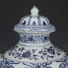 ★特价秒杀1980元★精品瓷器■【★★元青花龙凤纹兽耳盖罐