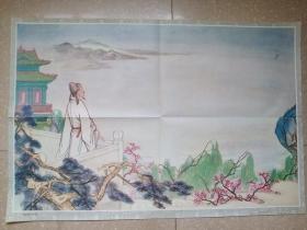 宣传画；送孟浩然之广陵（对开，上世纪70年代宣传画）