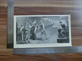 【现货 包邮】1890年小幅木刻版画《在弗朗科尼亚慕尼黑公司的保龄球馆》(auf der kegelbahn im korpshause der franconia münchen)尺寸如图所示（货号400333）