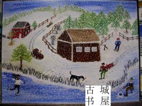 W. Robertson原创民间艺术，《冬季雪花》2000年出版，17x23cm