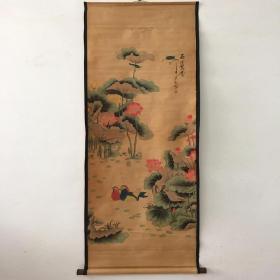 仿古字画 中堂画国画 风景动物画吴观岱鸳鸯荷花图家居装饰画挂画