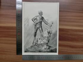 【现货 包邮】1890年小幅木刻版画《凯撒威廉二世》(kaiser wilhelm )尺寸如图所示（货号400275）