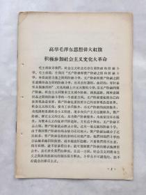 高举毛泽东思想伟大红旗积极参加社会主义*****