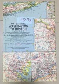 现货特价地图 national geographic美国国家地理地图1962年8月United States Washington to Boston 美国华盛顿到波士顿 B