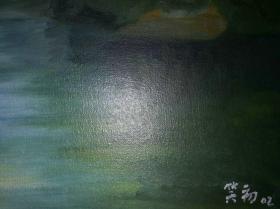 名画家带框布面油画《河边一景》—【低价拍售完为止】油画作品（*U-WPS0YN）