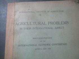 AGRICULTURAL   PROBLEMS IN THEIR  INTERNATIONAL  ASPECT   在国际方面的农业问题