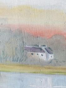 欧洲油画，名家原作旧藏：   湖畔晚霞