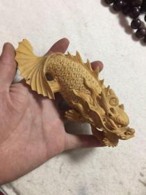 黄杨木雕龙鱼，纯手工制作