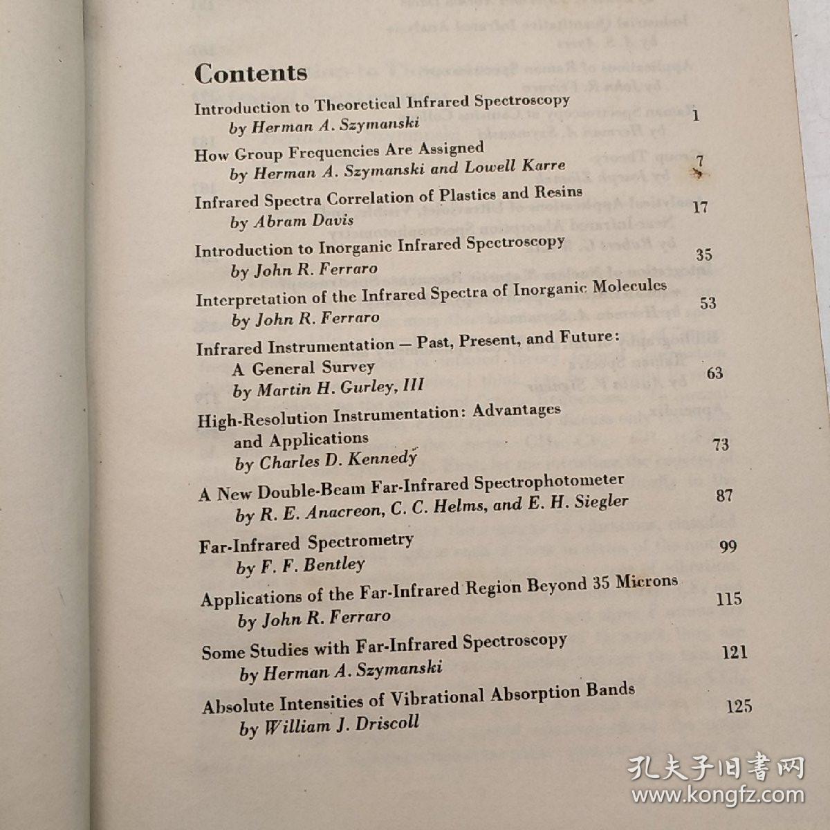 progress in infrared spectroscopy volume 1（H4321）