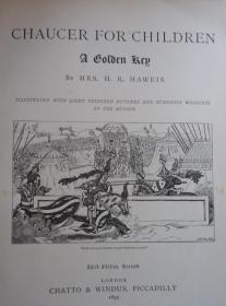 1895年 Chaucer For Children -  Canterbury Tales 少儿版乔叟 《坎特伯雷故事集》 全珂罗版手工上色版画插图本 增补插图 开本超大