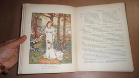 1895年 Chaucer For Children -  Canterbury Tales 少儿版乔叟 《坎特伯雷故事集》 全珂罗版手工上色版画插图本 增补插图 开本超大