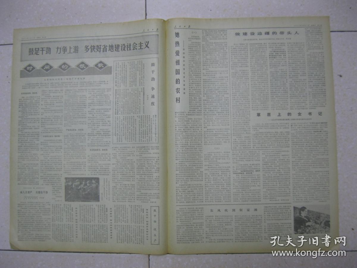 人民日报 1973年4月21日 第一～六版（我国人民的伟大领袖毛主席会见墨西哥总统埃切维里亚；她热爱祖国的农村——访归国华侨知识青年林淑娘；做建设边疆的带头人（云南省勐腊县委常委、曼边大队副支书、傣族女干部咪玉香；草原上的女书记——记达尔罕茂明安联合旗那仁宝勒格大队党支部书记达日玛；东风吹到何家滩（湖北省随县何家公社）；照片：云南省委候补委员、勐海县委副书记、哈尼族女干部高美琼和社员采春茶。2）