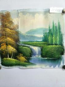 老布面油画，风景雨后春山，画于油画布上(帆布)，27X22，无框。上世纪九十年代创作。