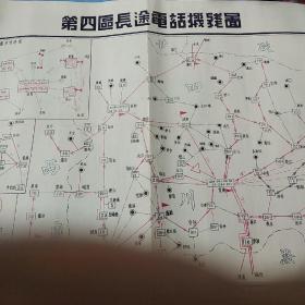 民国老地图   第四区长途电话机线图康 滇 川等  尺寸54/38  民国三十七年