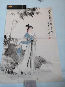 央美术学院国画教授陈谋精品仕女画一幅