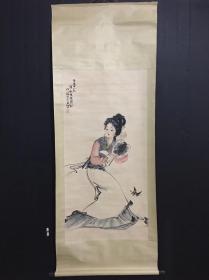 现代著名画家【白伯骅】四尺中堂国画 红楼梦人物 金陵十二钗之《薛宝钗》工笔纯手绘 精装精裱立轴精品 有铭文款识 朱红印章 品如图