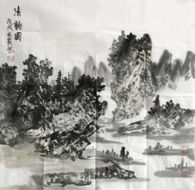 【友情回馈客户】【保真】徐文良，当代著名书画家。山水画斗方2（68×68cm）。