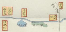 【提供资料信息服务】《北京地理全图》（原图高清复制）（北京地里全图、北京老地图、北京地图、北平地图）全图规整，绘制详细，色彩雅丽。裱框后，风貌极佳。