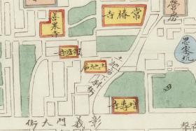 【提供资料信息服务】《北京地理全图》（原图高清复制）（北京地里全图、北京老地图、北京地图、北平地图）全图规整，绘制详细，色彩雅丽。裱框后，风貌极佳。