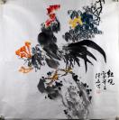 张华 保真原创 纯手绘水墨国画《鸡》书画收藏<BH:1528Z>