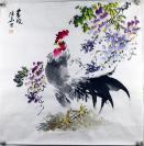 张华 保真原创 纯手绘 水墨画《鸡》书画收藏<BH:1511Z>