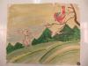 7-80年代  彩色手绘宣传画一幅  小鸟与小白兔  尺寸66/55厘米