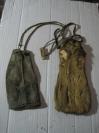 清代 一个鹿皮烟荷包，放烟丝用品，两个烟荷包，尺寸20-8cm