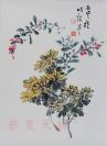 著名画家、鉴定家、批评家 许宏泉作 丙申年（2016） 《百草园四季》之《秋声漾》花卉设色一幅 纸本托片（约2平尺，钤印“许”、“宏泉”）HXTX103782