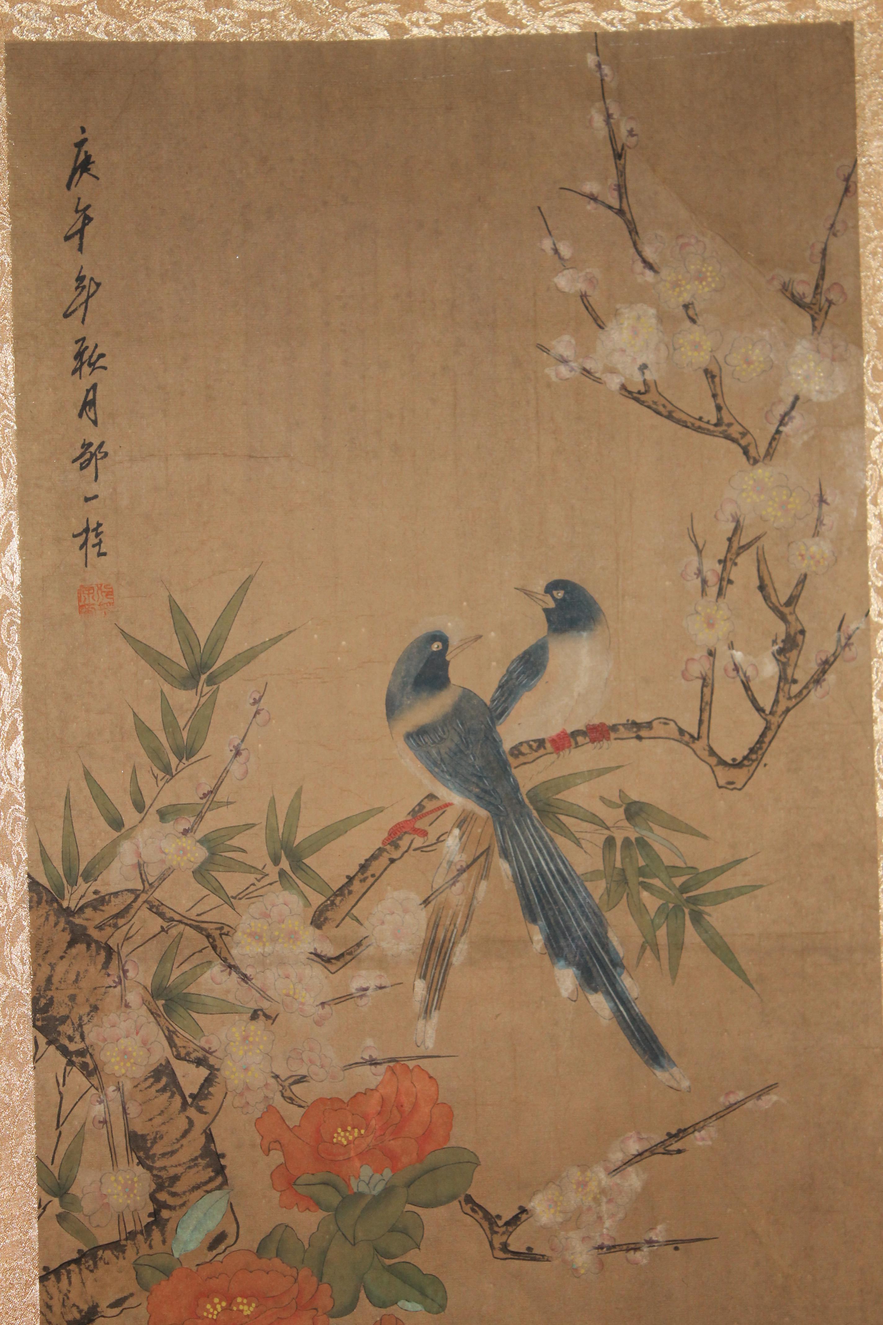 清代著名画家 【邹一桂 】手绘花鸟 已装裱立轴(敬请进店浏览更多拍品