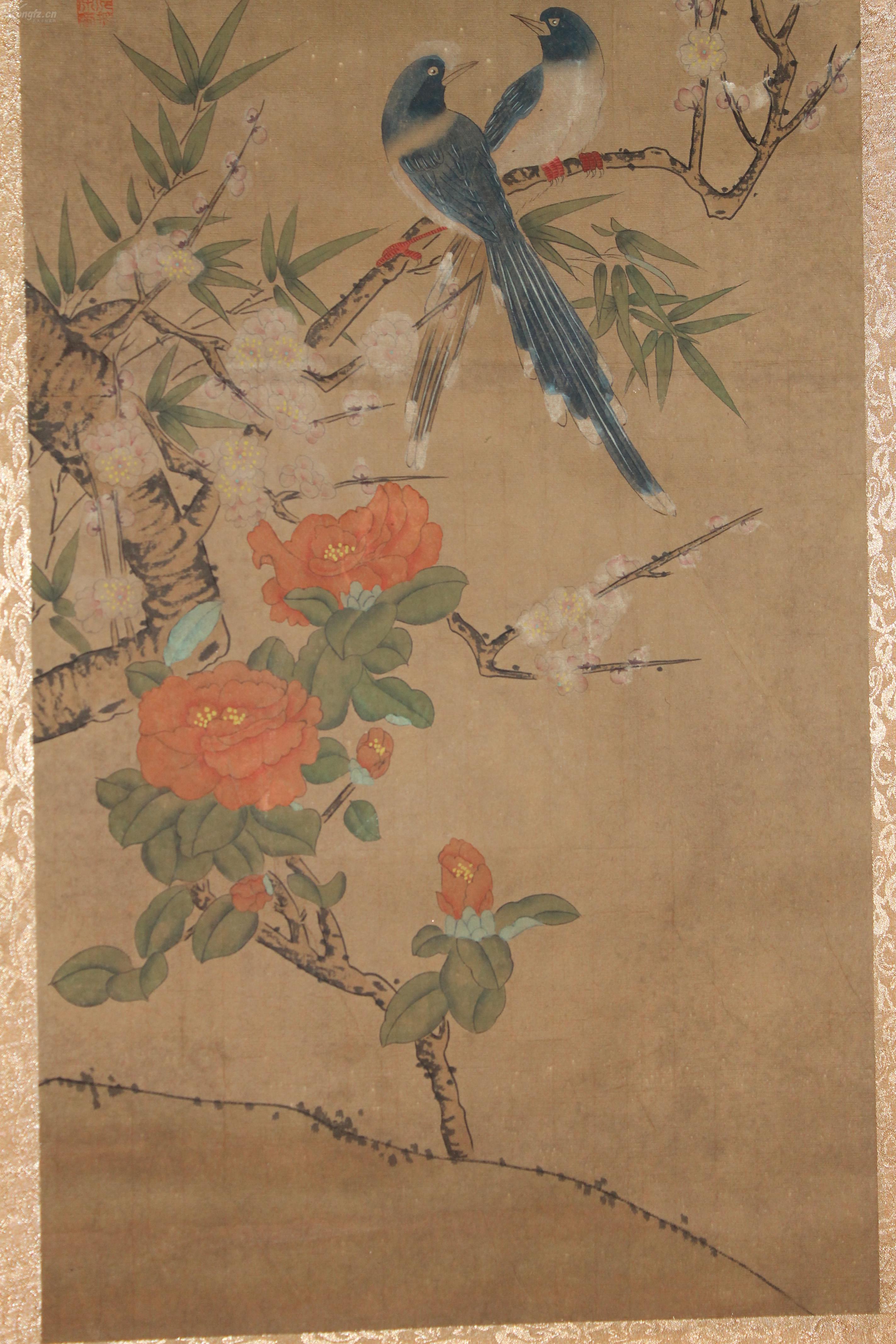 清代著名画家 【邹一桂 】手绘花鸟 已装裱立轴(敬请进店浏览更多拍品