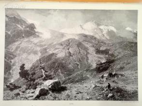 1890年木刻版画《奥特勒地区冰川》（madatschgletscher und cristallospitze im ortlerge）---40*29厘米--木刻艺术欣赏（9）