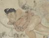 当代著名青年美术家 任永 水墨人物画作品“睡梦”一幅（纸本托片，约1.7平尺，钤印：翃灼） HXTX100274