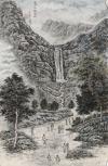 老画家 卢德麟 2012年水墨山水《长白山观瀑图》一幅（纸本软片，约2.7平尺，钤印：庐德麟）HXTX118146