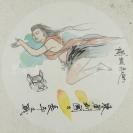 著名民俗画家、连环画家 罗希贤 绘画稿“飞天女仙” 一幅（纸本镜心）HXTX116330