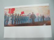宣传画一张  毛泽东和林在一起视察军队  尺寸26/18.5厘米