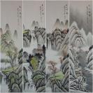 中国当代山水画家.陈老师四条屏。宣纸画芯5,尺寸约136cm*34cm*4.自家装饰，收藏送礼，绝对物超所值!.成人游戏.出价无悔，一次成交，终身朋友。画芯一般折叠发货（防潮自封袋+包装盒+快递袋）。