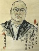 当代著名画家、教育家、西南画派杰出代表人物之一 陈祖骥 壬午年（2002）写意人物“刘麒麟先生造像”一幅（纸本托片，画心约2.3平尺，钤印：陈祖骥、长寿）HXTX301473