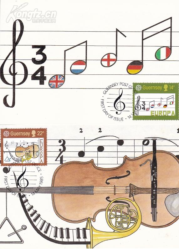【外国邮品 英属根西岛格恩西岛1985年邮票322-23欧罗巴:欧洲音乐年极限片】