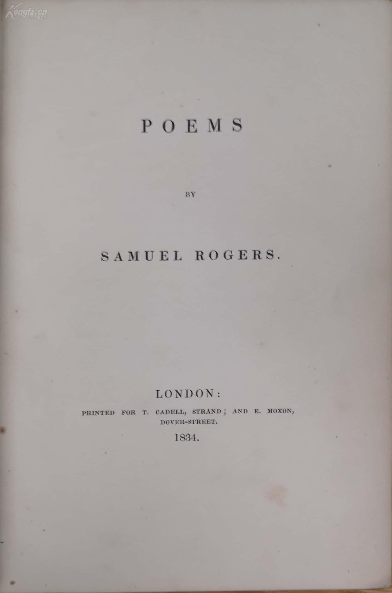 1834 Poems by Samuel Rogers 极珍贵初版本！透纳铜版画插图